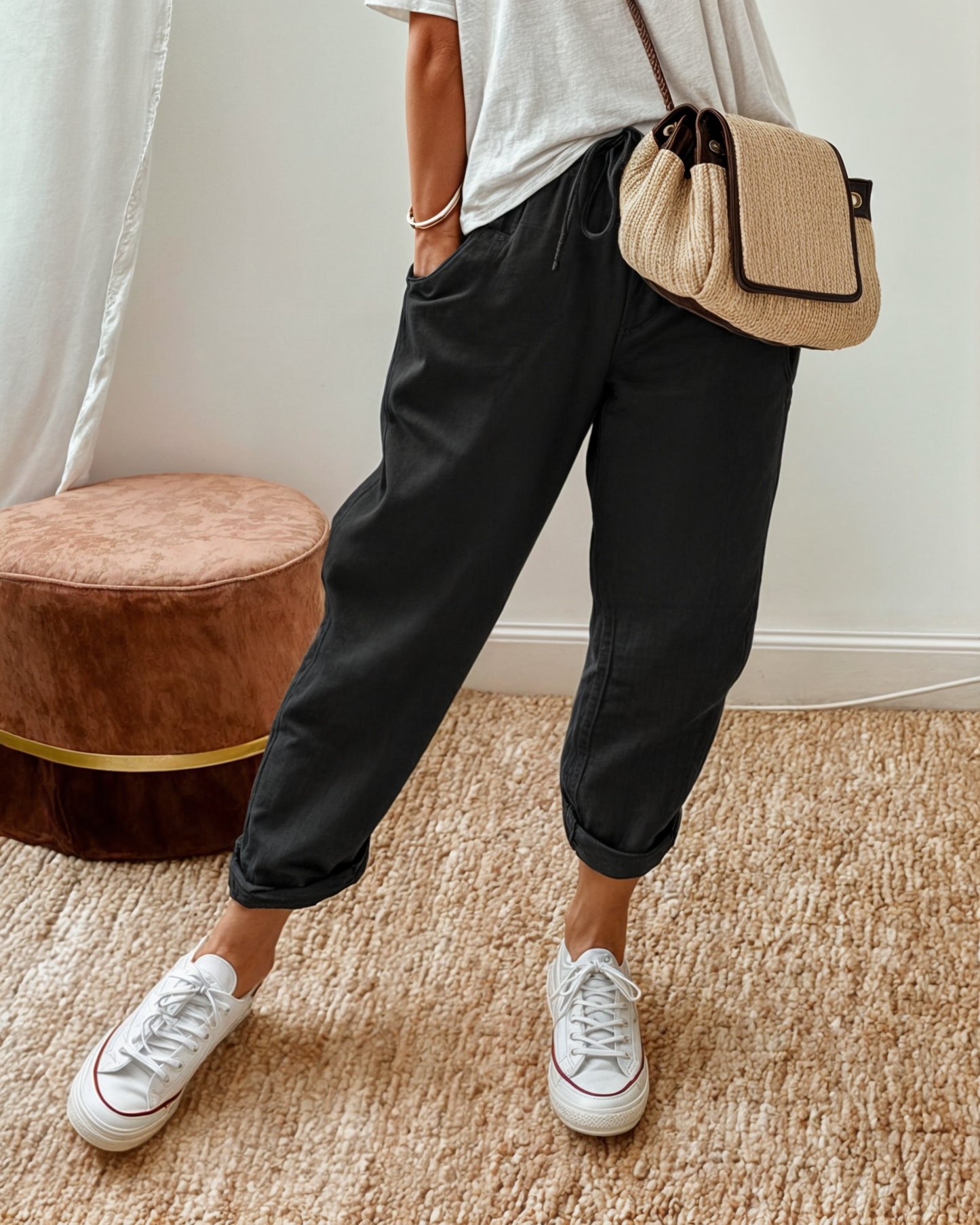 Veloursia | Pantalon Décontracté à Taille Coulissante