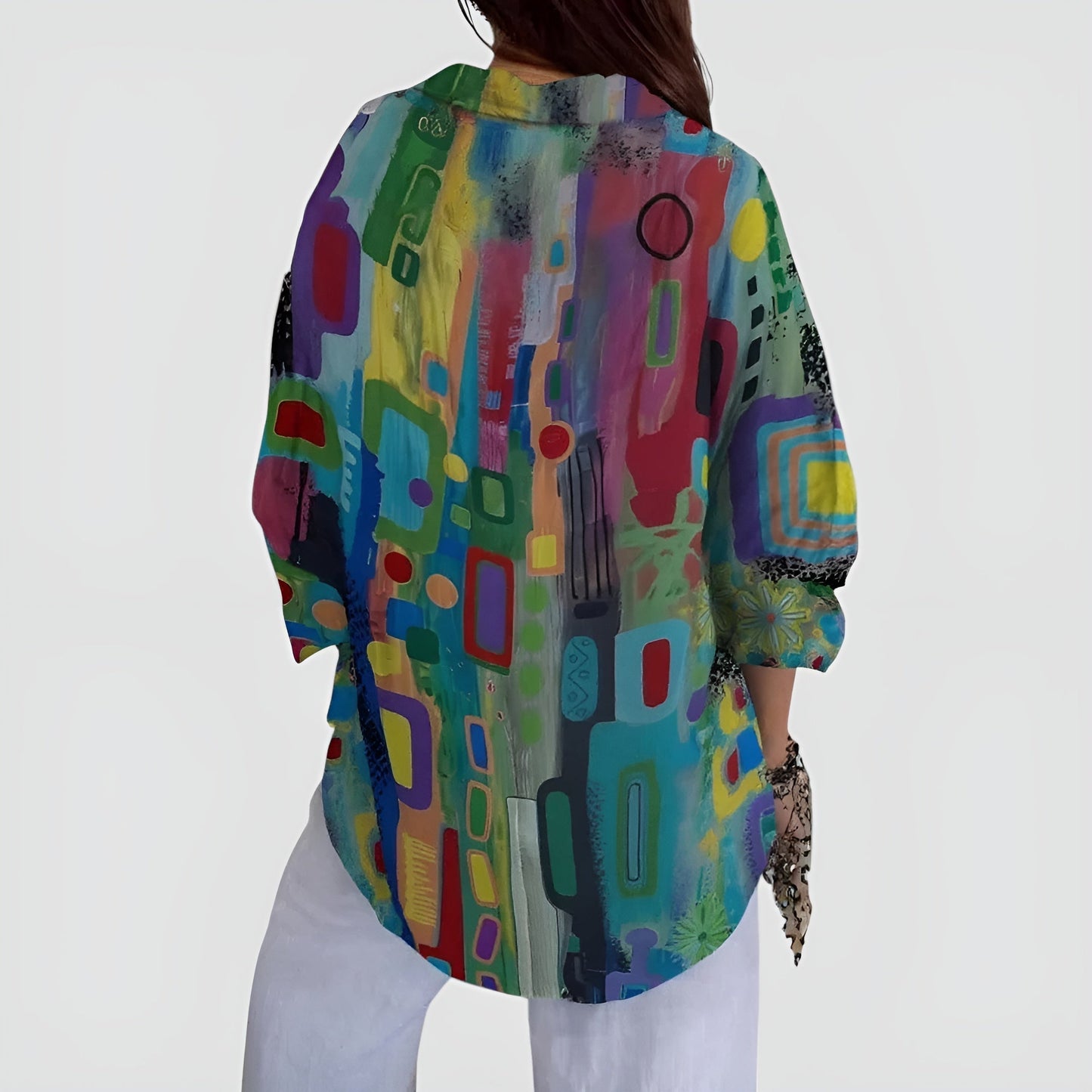 Auraline | Blouse Moderne à Imprimé Abstrait