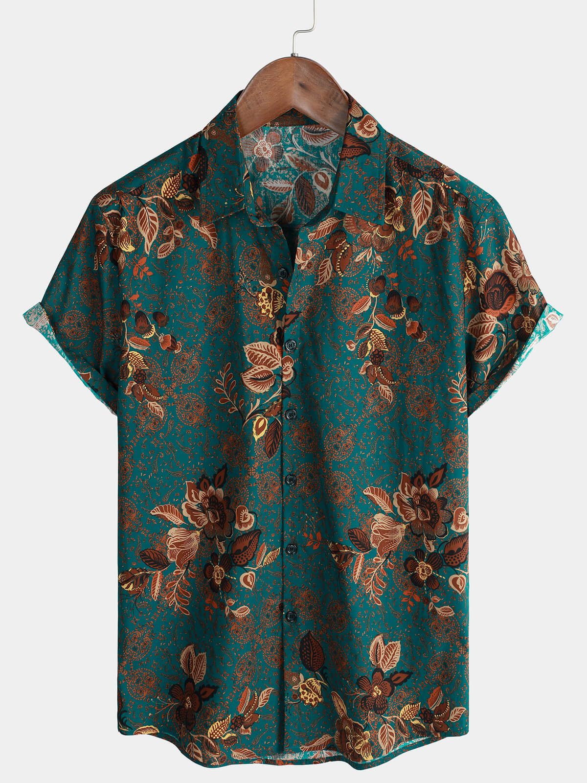 Célorien | Chemise Homme Florale Bleu Émeraude