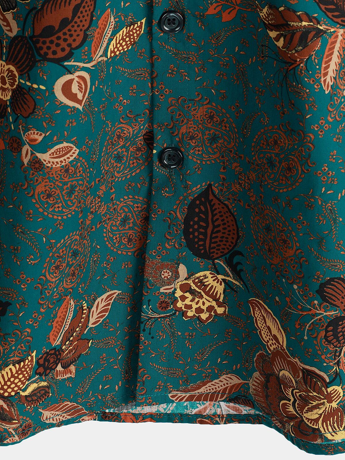 Célorien | Chemise Homme Florale Bleu Émeraude