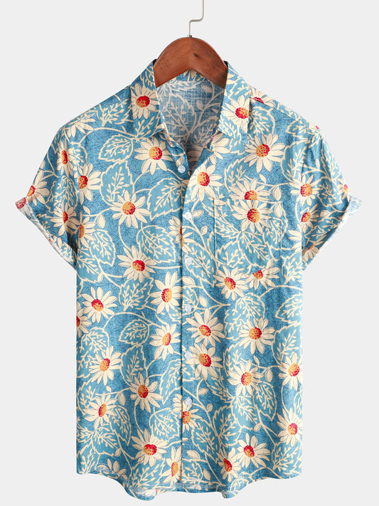 Lorianeau | Chemise Homme Marguerites Azur