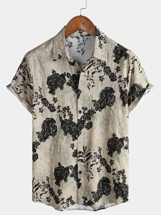 Noirval | Chemise Homme Florale Monochrome