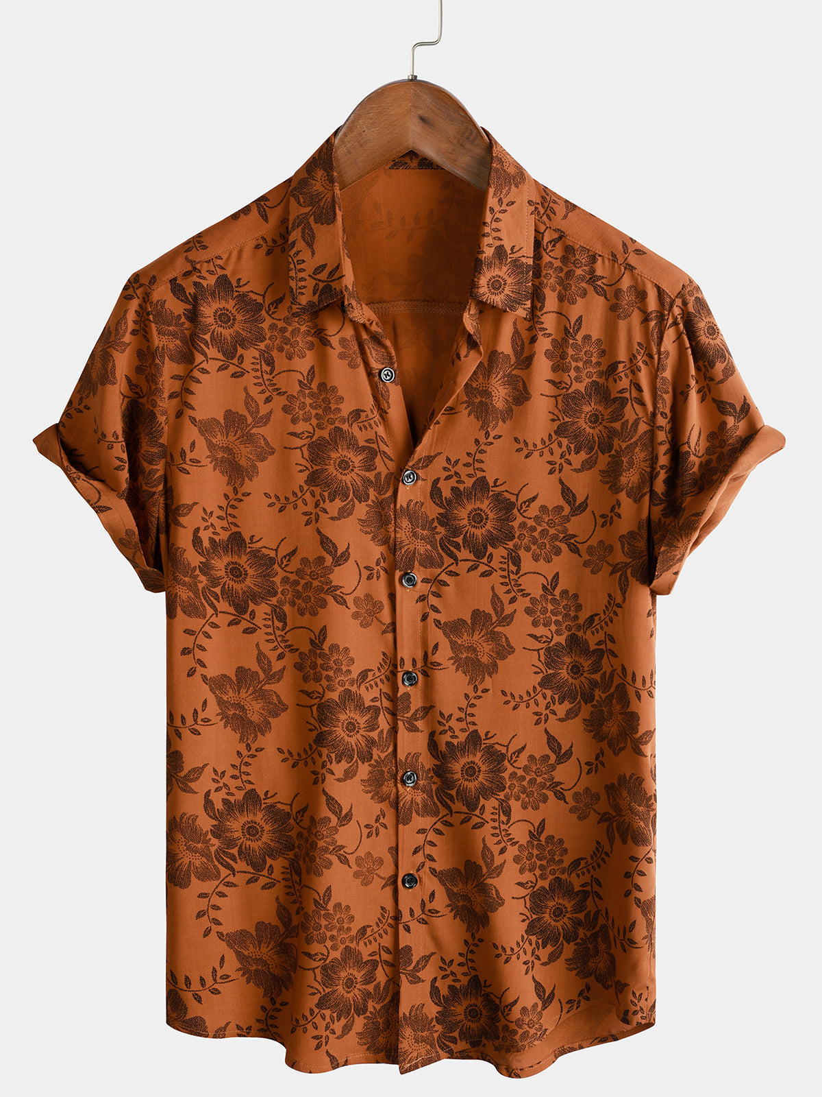 Floréon | Chemise Homme Fleurie Terracotta