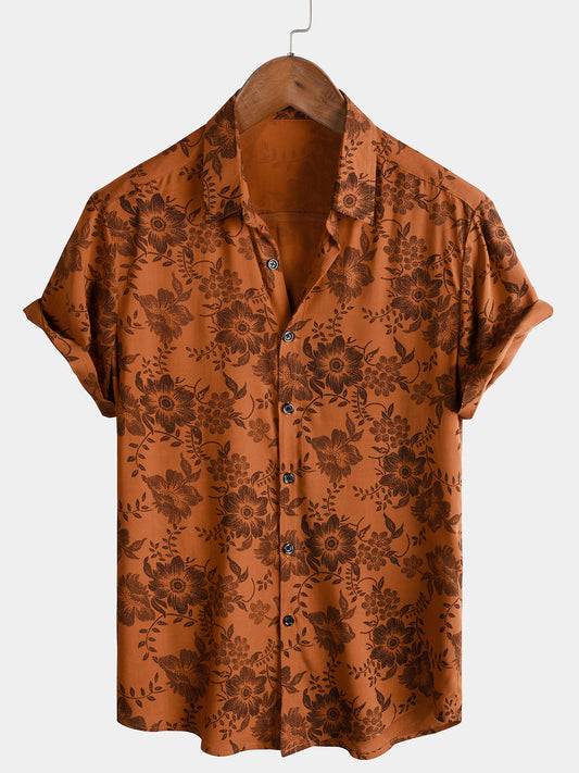 Floréon | Chemise Homme Fleurie Terracotta
