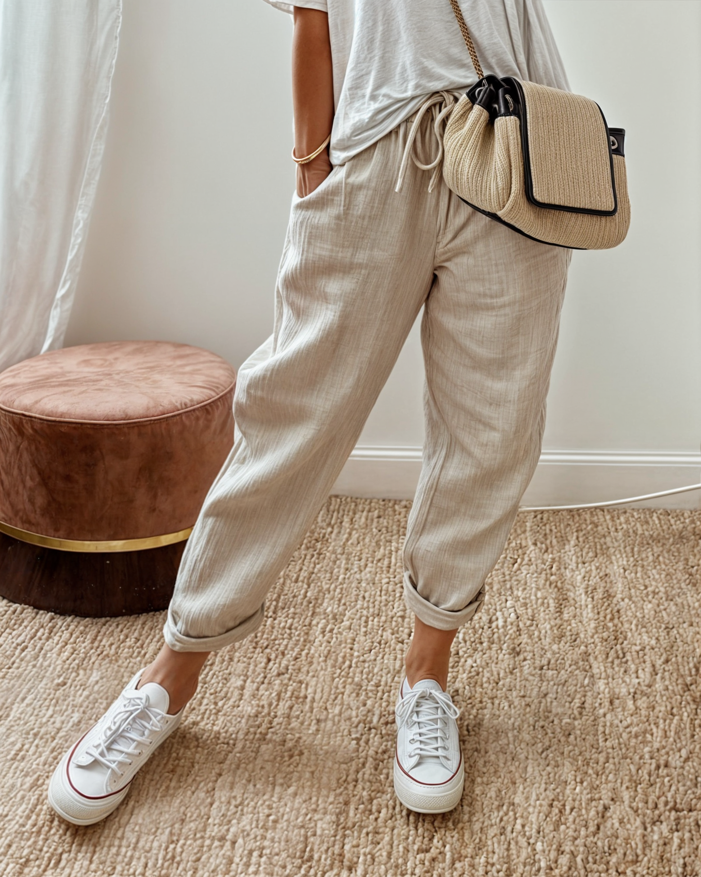 Veloursia | Pantalon Décontracté à Taille Coulissante
