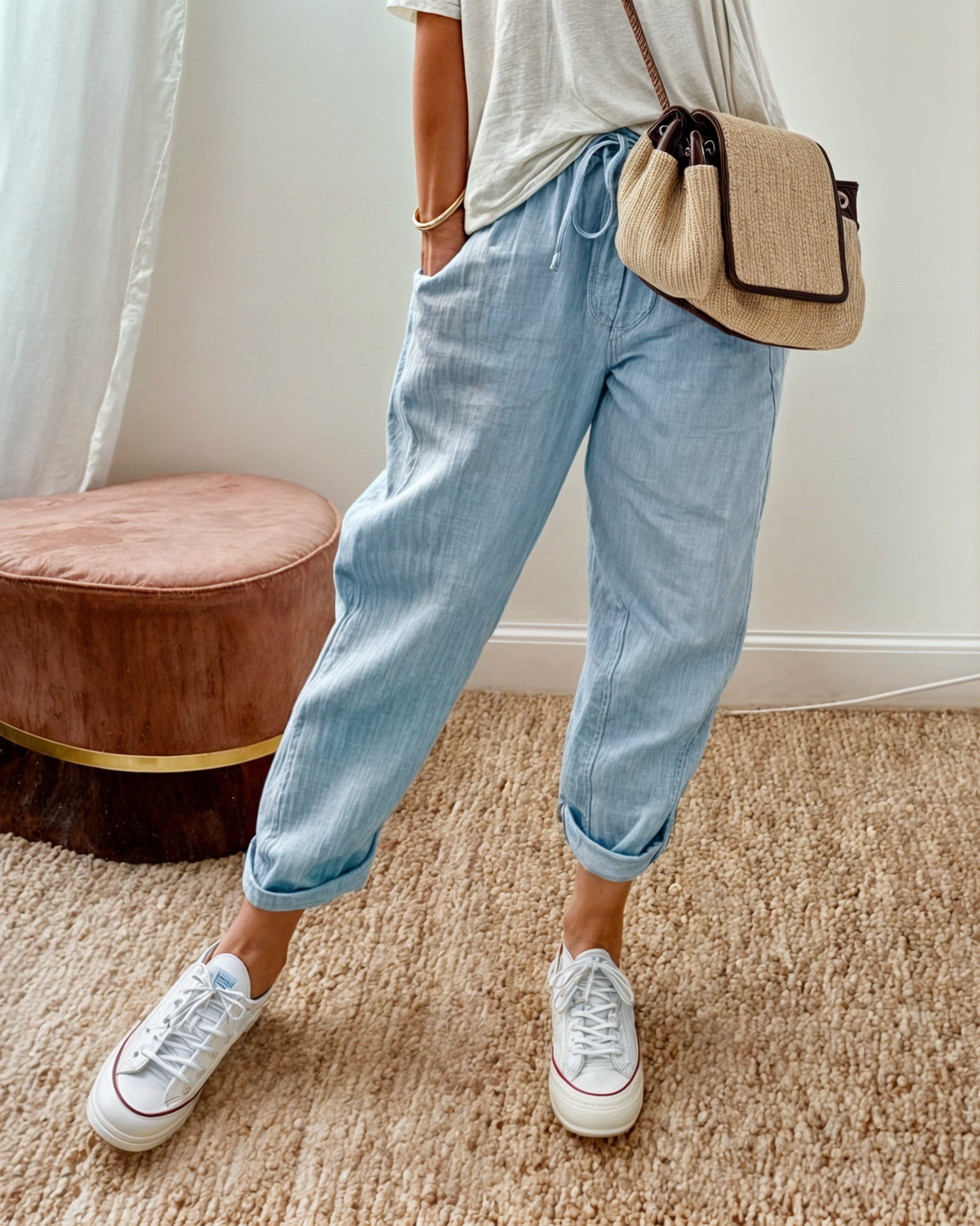 Veloursia | Pantalon Décontracté à Taille Coulissante