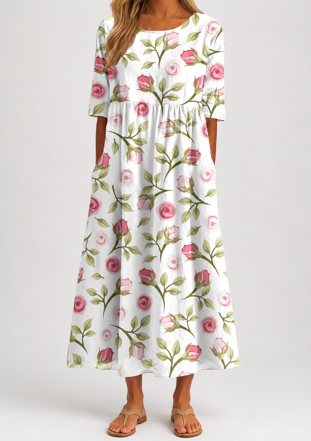 Léonie | Robe Longue Fleurie à Coupe Fluide