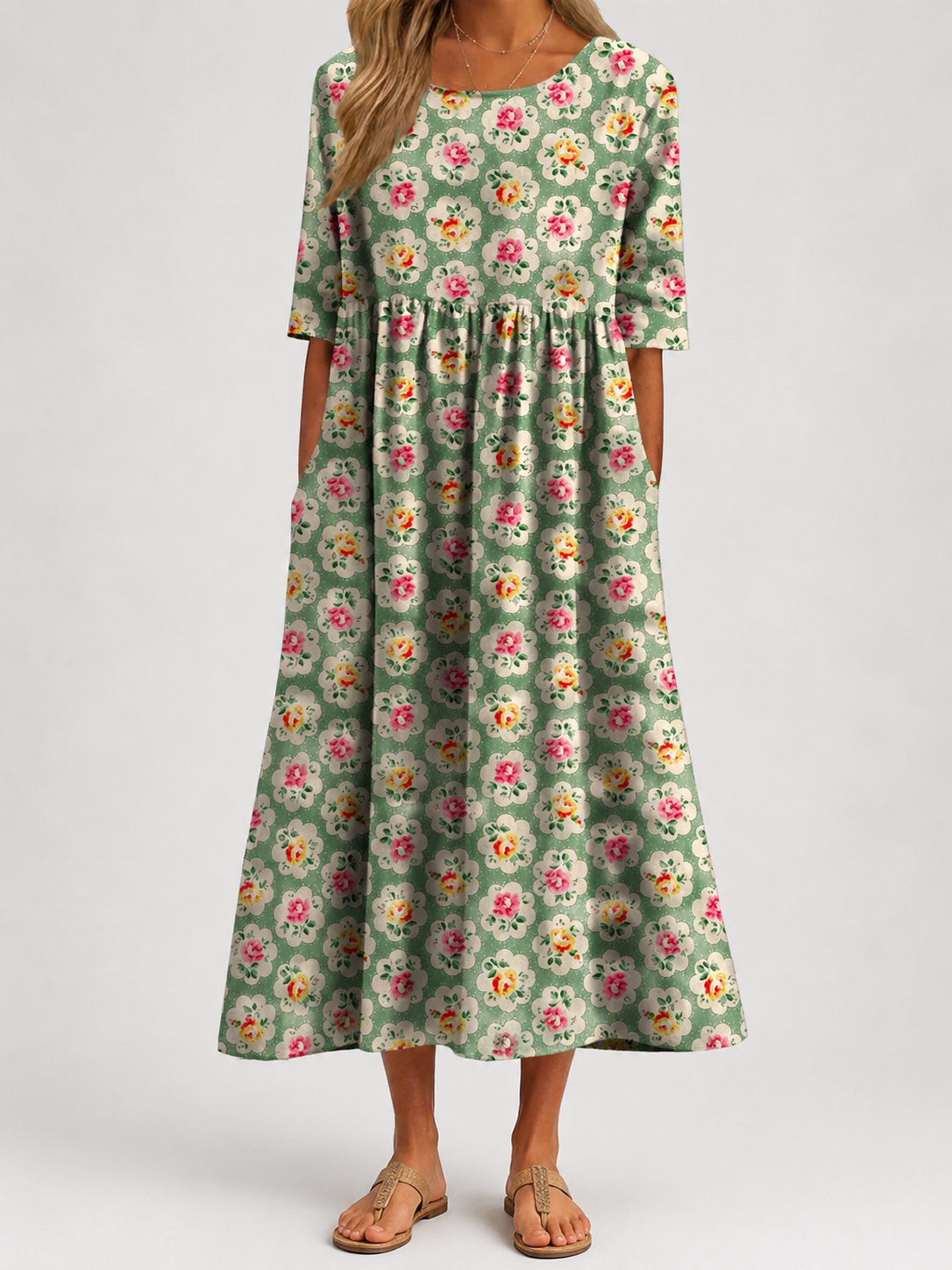 Léonie | Robe Longue Fleurie à Coupe Fluide