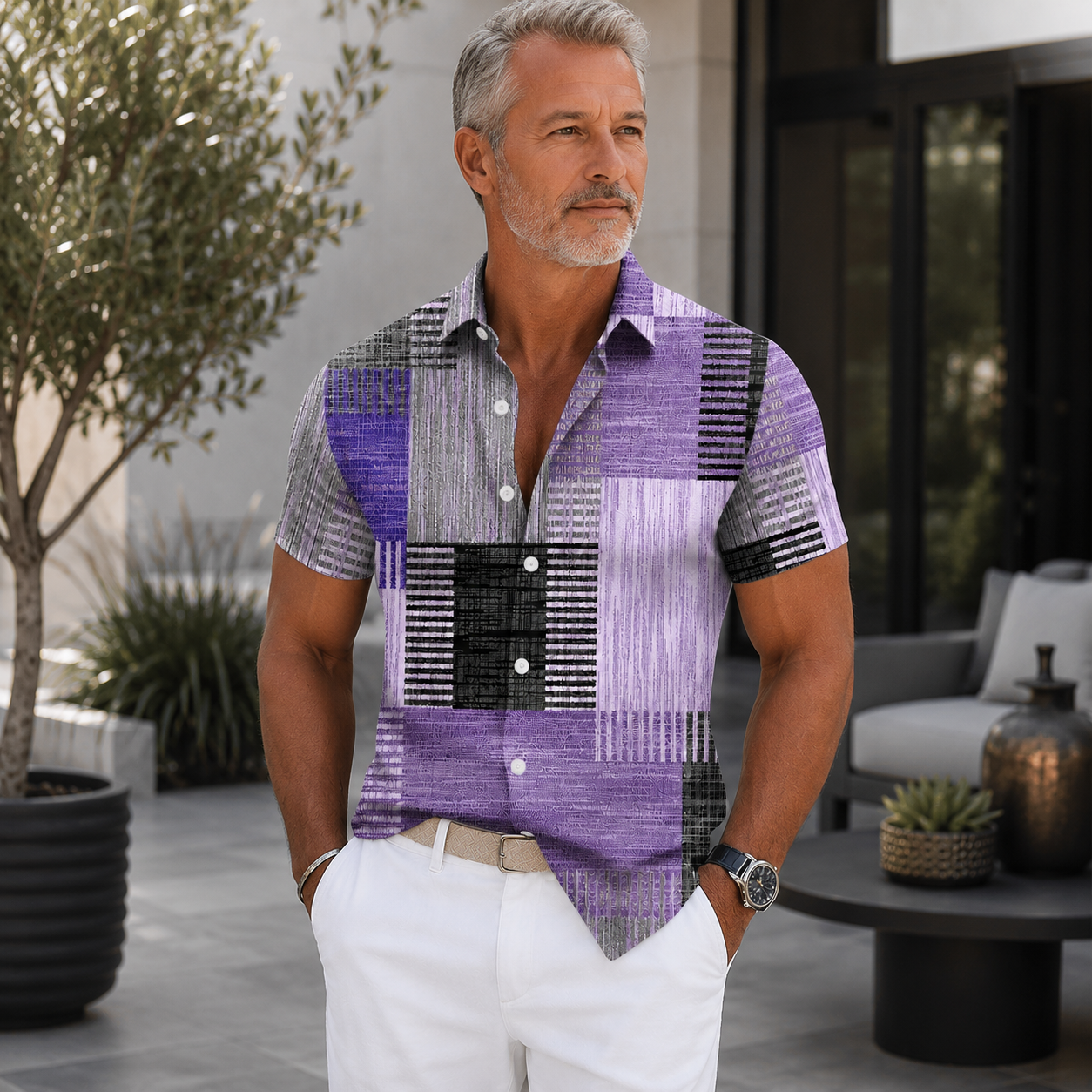 Soren | Chemise à Manches Courtes à Imprimé Géométrique