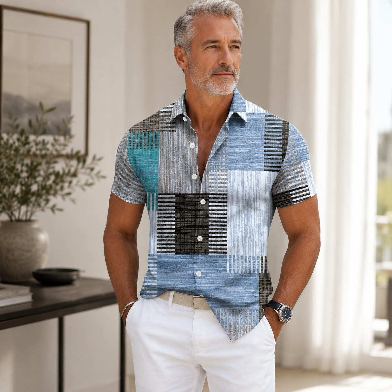 Soren | Chemise à Manches Courtes à Imprimé Géométrique