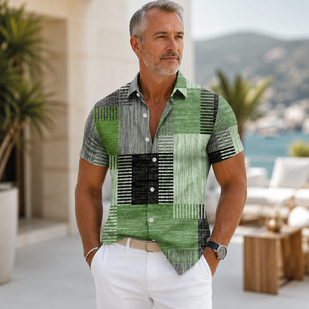 Soren | Chemise à Manches Courtes à Imprimé Géométrique