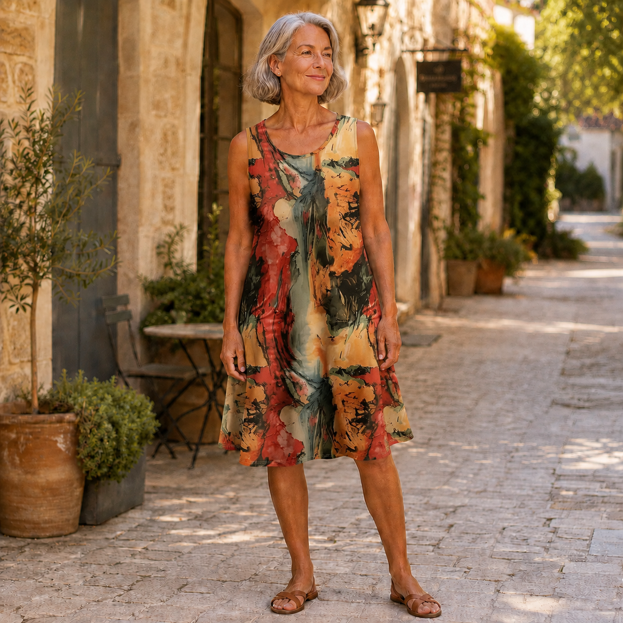 Ysoria | Robe Sans Manches en Denim Fleuri