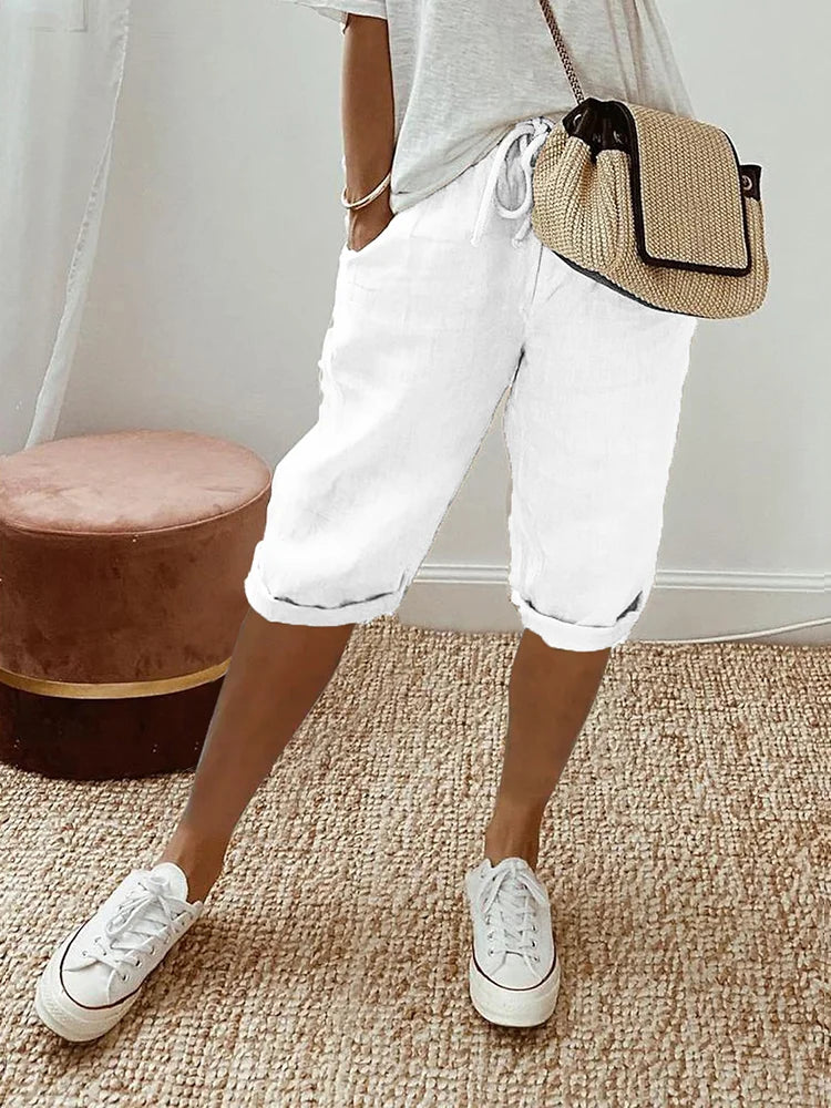 Soléane | Pantalon Capri Décontracté à Taille Ajustable