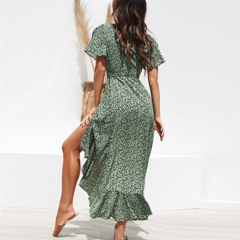 Roos | Robe Maxi à Col en V et Fente Élégante