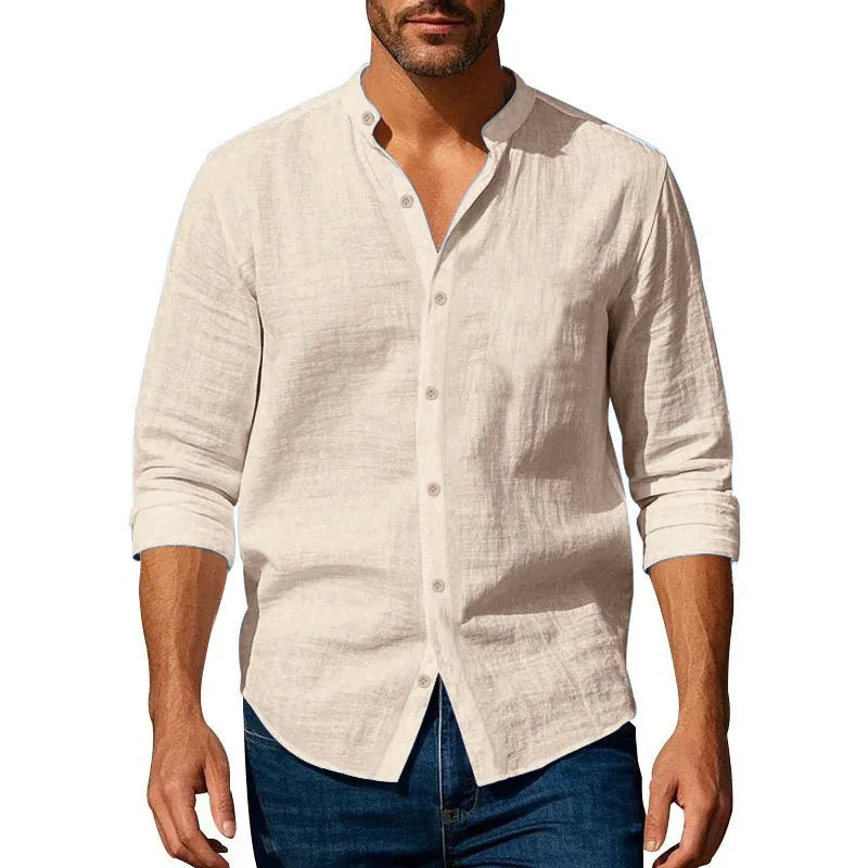 Théo | Chemise en Lin à Col Mao