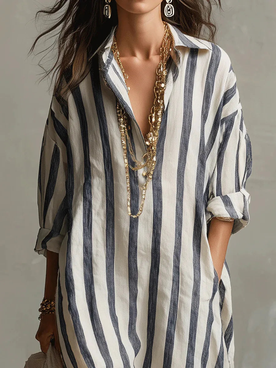 Maéline | Robe Chemise Rayée