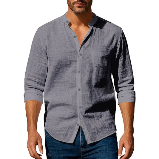 Théo | Chemise en Lin à Col Mao