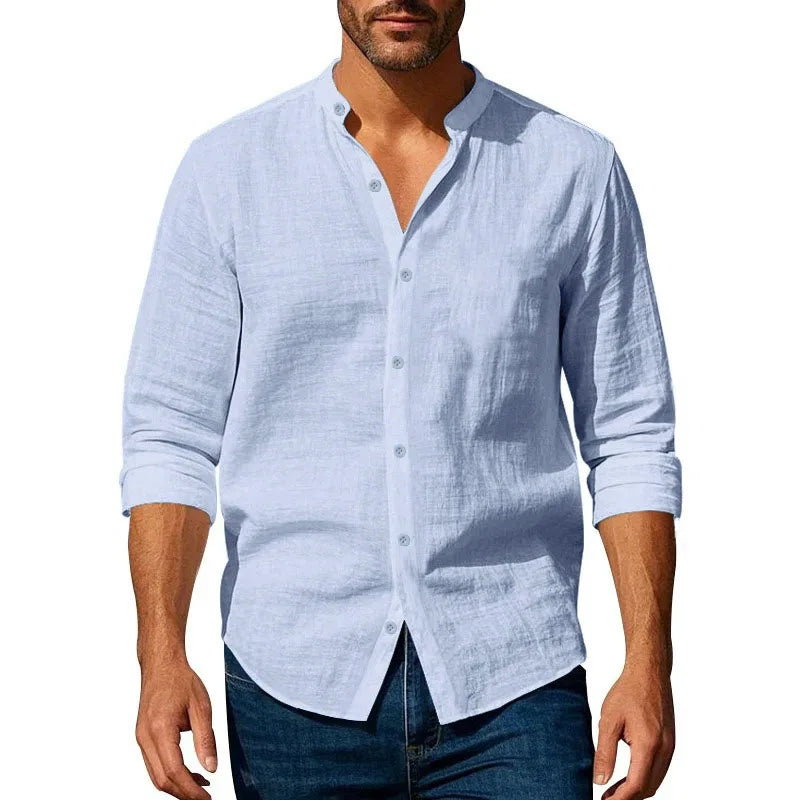 Théo | Chemise en Lin à Col Mao