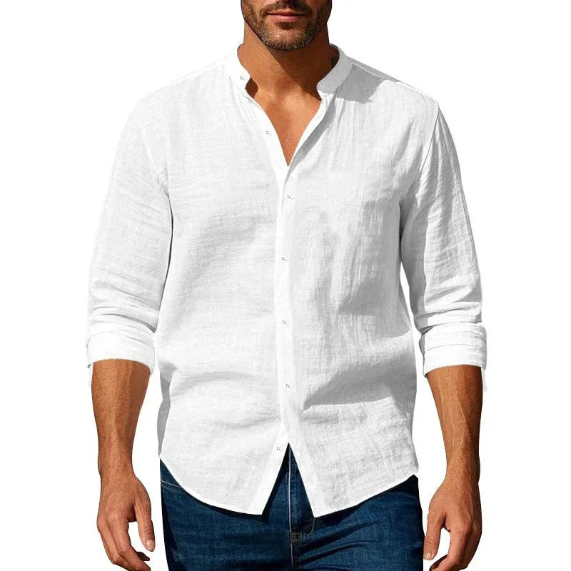 Théo | Chemise en Lin à Col Mao