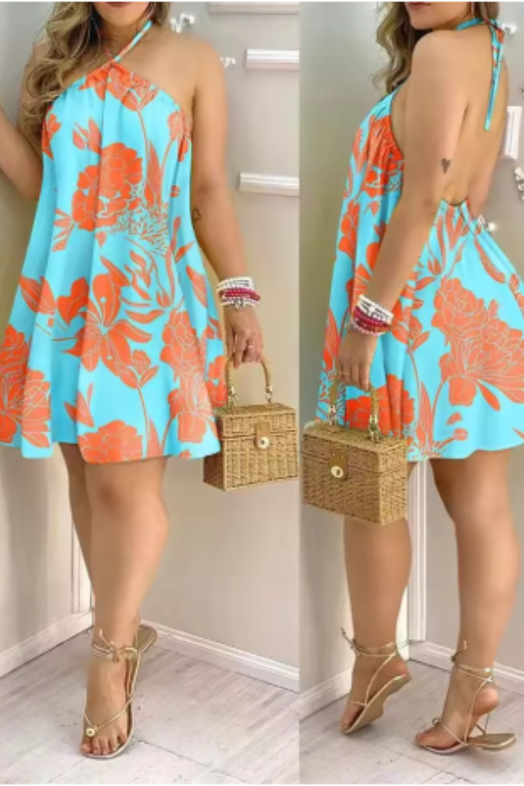 Éléonore | Robe de Cocktail Dos Nu à Col Halter pour Soirées