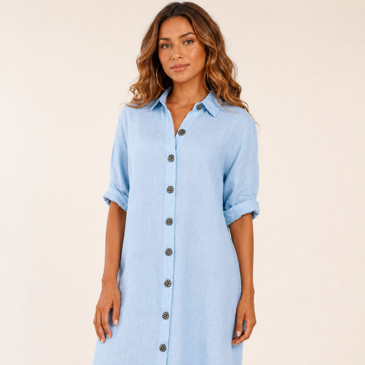 Évelyne | Robe Chemise Midi Élégante