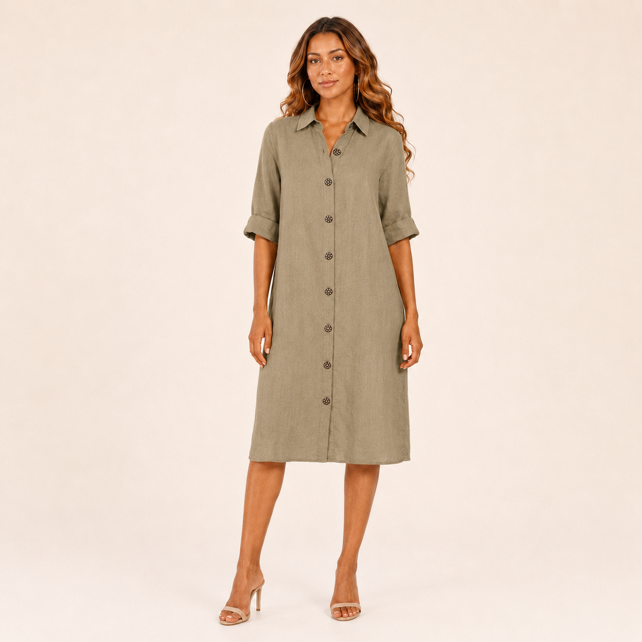 Évelyne | Robe Chemise Midi Élégante