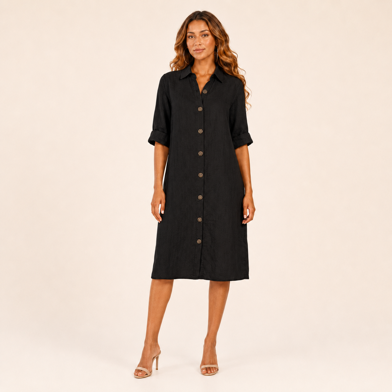 Évelyne | Robe Chemise Midi Élégante