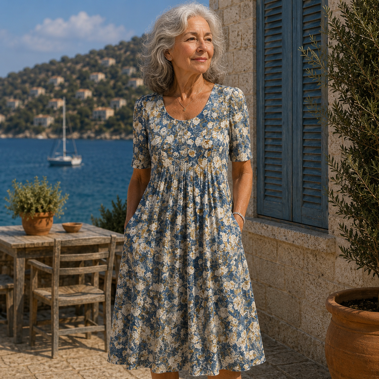 Bertille | Robe Longue Fleurie à Manches Courtes
