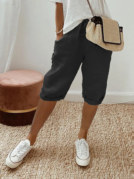Soléane | Pantalon Capri Décontracté à Taille Ajustable
