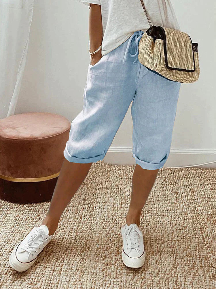 Soléane | Pantalon Capri Décontracté à Taille Ajustable
