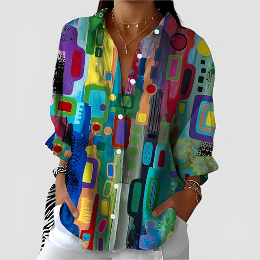 Auraline | Blouse Moderne à Imprimé Abstrait