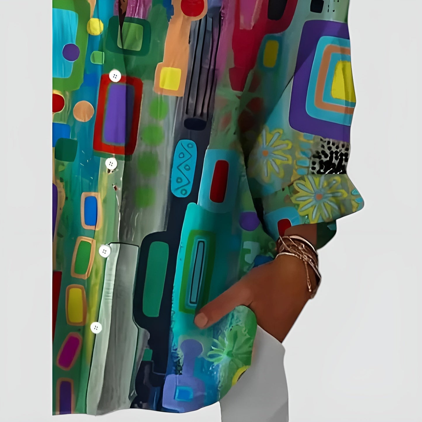 Auraline | Blouse Moderne à Imprimé Abstrait