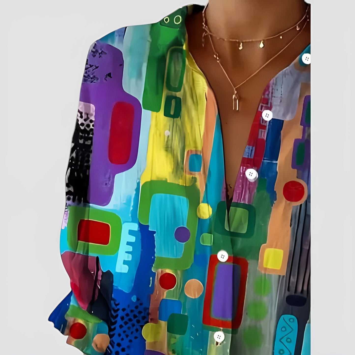 Auraline | Blouse Moderne à Imprimé Abstrait