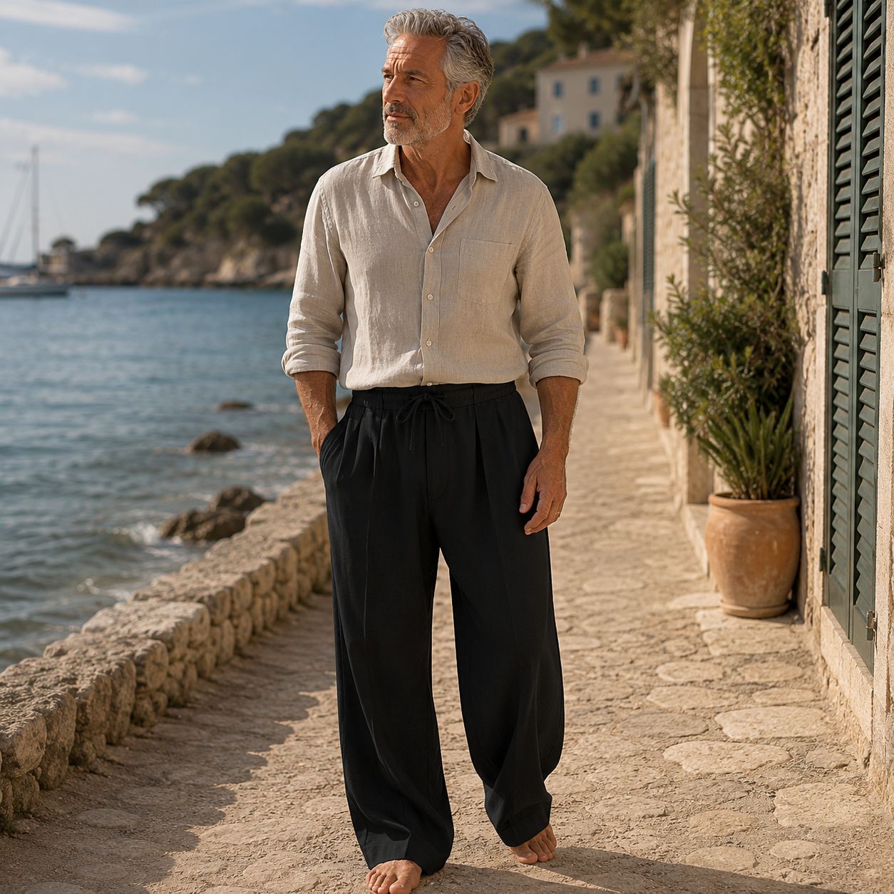 Raphaël | Pantalon en Lin Décontracté à Taille Ajustable