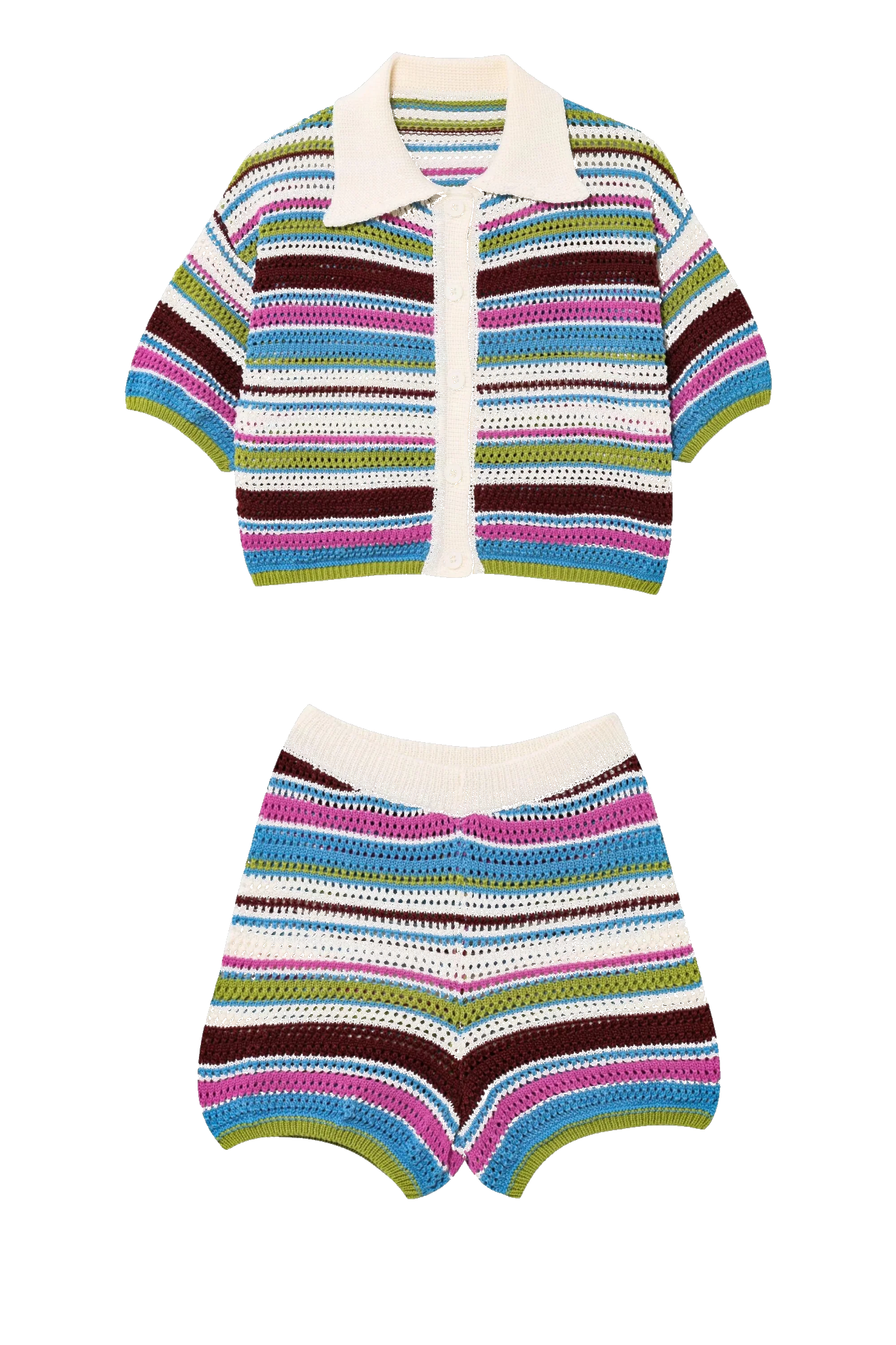Sophie | Ensemble Coordonné Rayé en Maille Crochetée