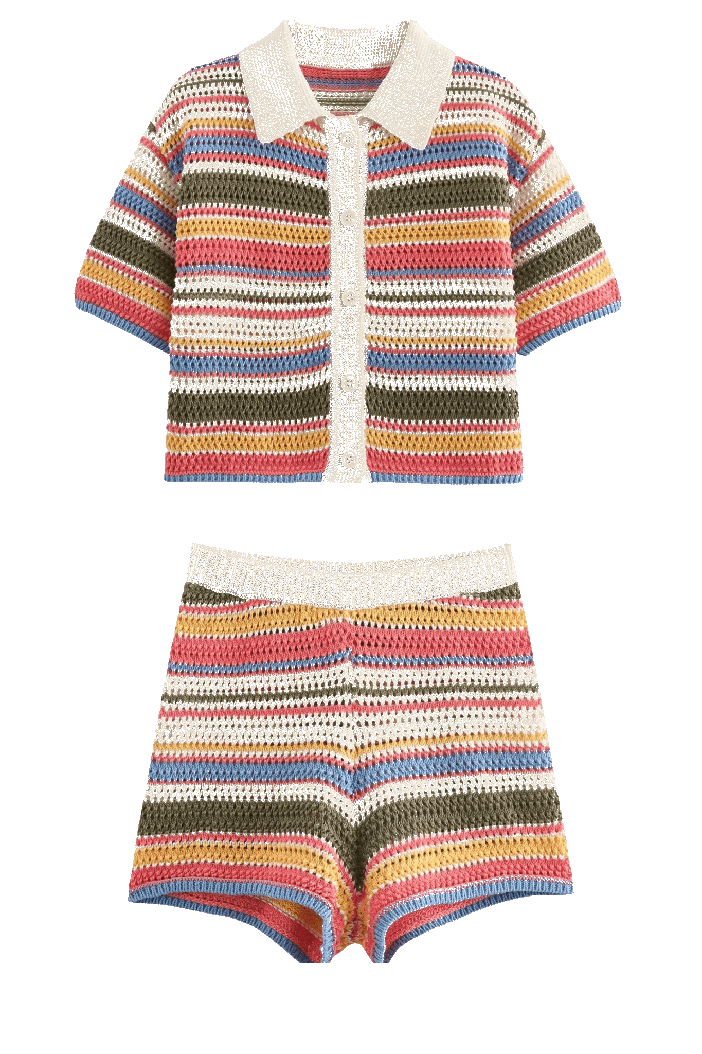 Sophie | Ensemble Coordonné Rayé en Maille Crochetée