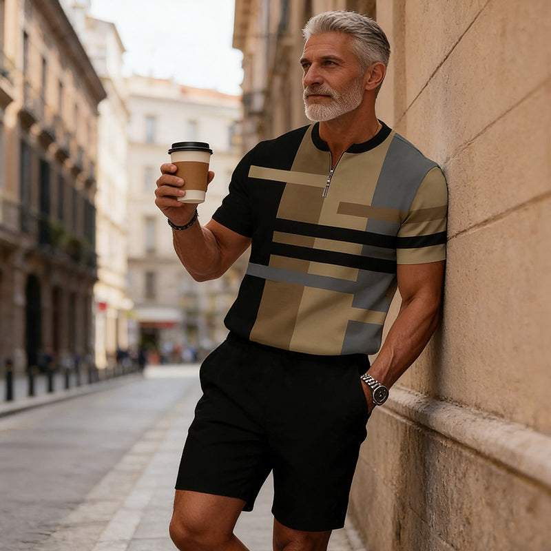 Corentin | Ensemble Homme Sport-Chic à Rayures Contrastées